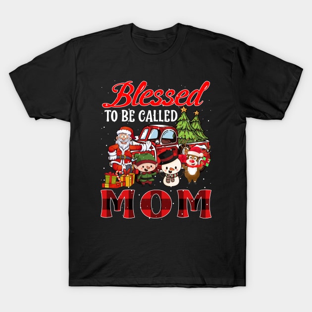 Blessed To Be Called Mom Christmas Buffalo Plaid Truck T-Shirt by intelus